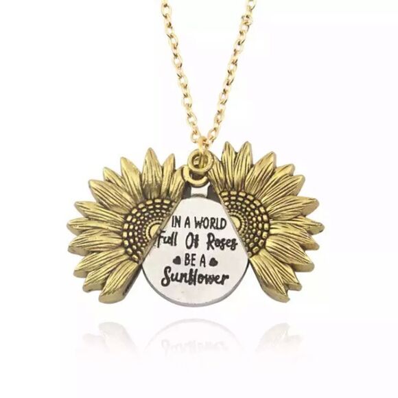 IN a World Full of Roses Be a Sunflower Locket Necklace - Picture 1 of 9